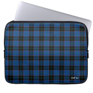 Clan Hume Tartan Kariertes Monogramm Blau und Schw Laptopschutzhülle