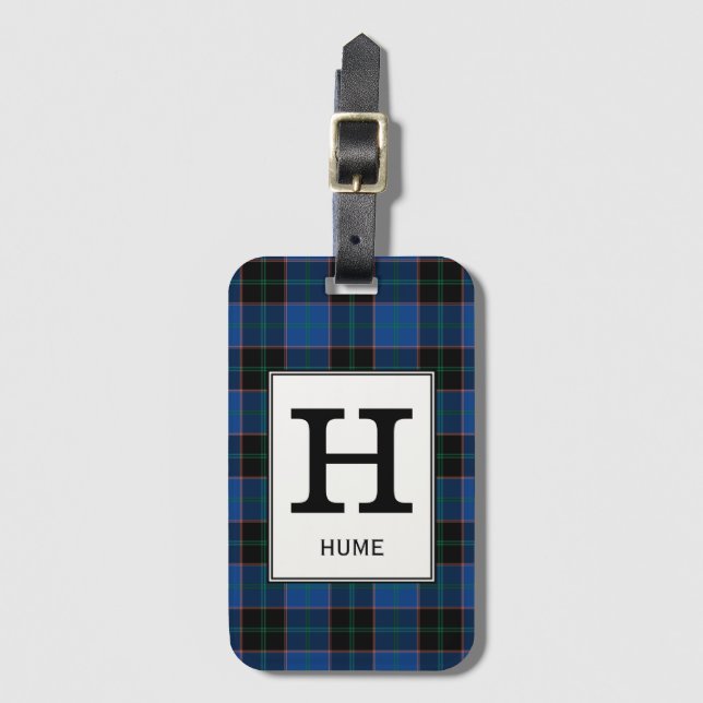 Clan Hume Tartan Mit Monogramm Gepäckanhänger (Vorderseite Vertikal)