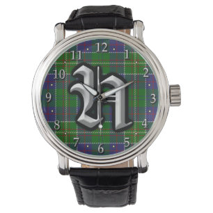 Clan Hunter Letter H Monogram Tartan Armbanduhr