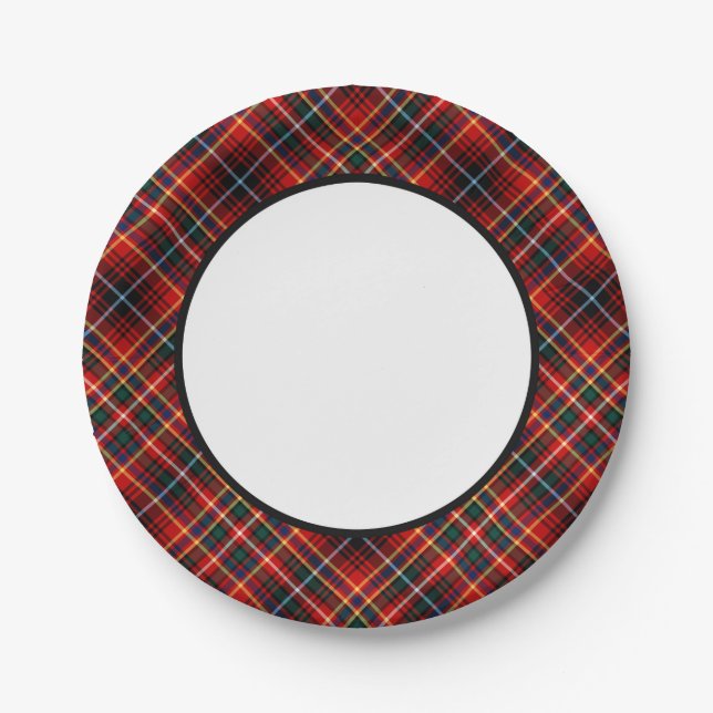 Clan Innes Tartan Border Pappteller (Vorderseite)