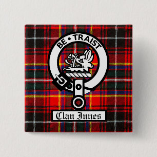 Clan Innes Wappen Abzeichen und Tartan Button