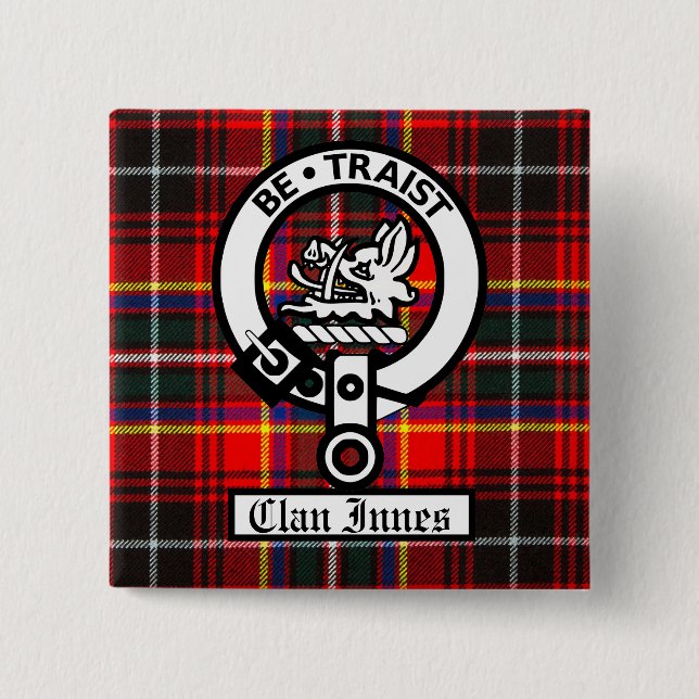 Clan Innes Wappen Abzeichen und Tartan Button (Vorderseite)