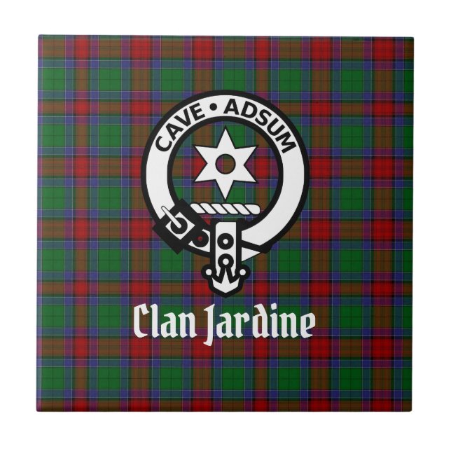 Clan Jardine Wappen Abzeichen und Tartan Fliese (Vorderseite)