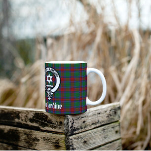 Clan Jardine Wappen Abzeichen und Tartan Kaffeetasse