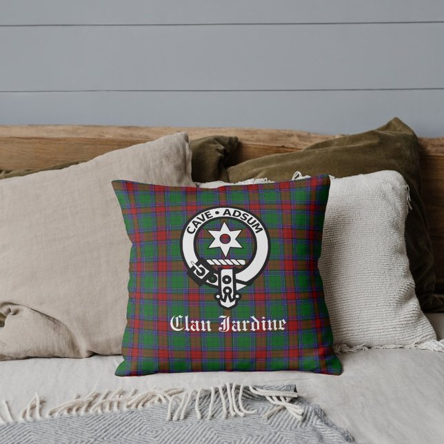 Clan Jardine Wappen Abzeichen und Tartan Kissen (Von Creator hochgeladen)
