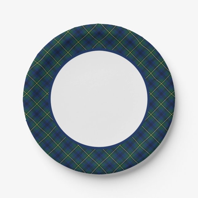 Clan Johnston Tartan Border Pappteller (Vorderseite)