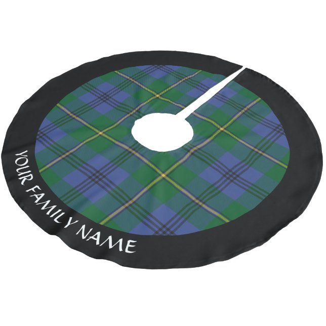Clan Johnston Tartan Brushed Polyester Tree Skirt Weihnachtsbaumdecke (Schrägansicht)
