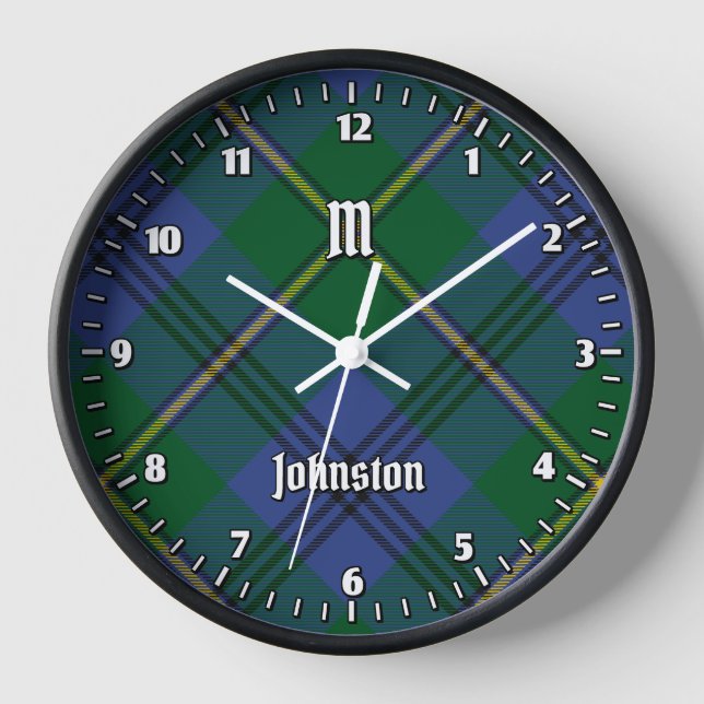 Clan Johnston Tartan Large Clock Uhr (Vorderseite)