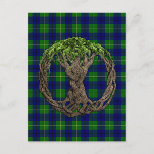 Clan Johnston Tartan und keltischer Baum des Leben Postkarte