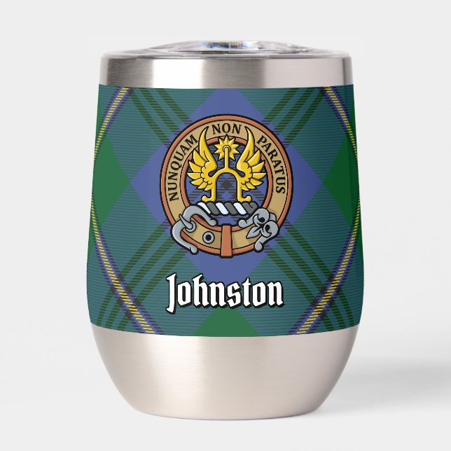 Clan Johnston Wappen über Tartan (Vorderseite)