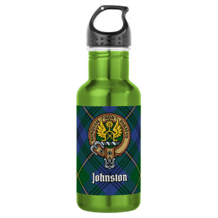 Clan Johnston-Wappen über Tartan Edelstahlflasche