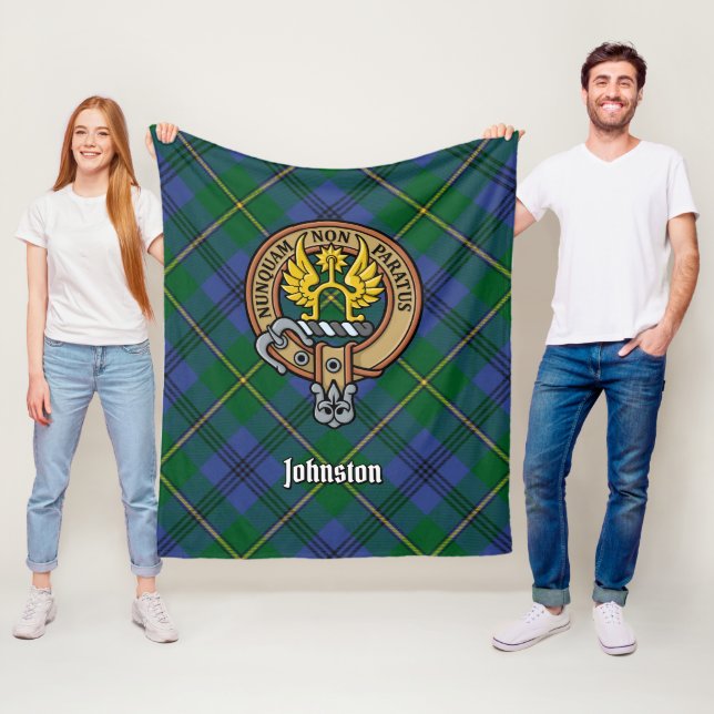 Clan Johnston Wappen über Tartan Fleecedecke (Beispiel)