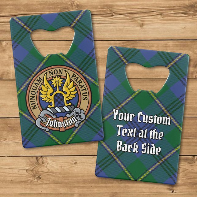 Clan Johnston-Wappen über Tartan Geldbeutel Flaschenöffner (Von Creator hochgeladen)