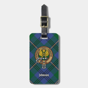 Clan Johnston Wappen über Tartan Gepäckanhänger