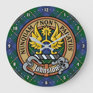 Clan Johnston Wappen über Tartan Große Wanduhr