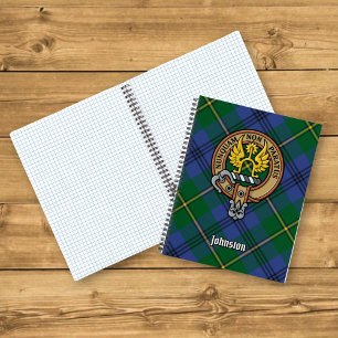 Clan Johnston Wappen über Tartan Notizbuch