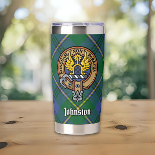 Clan Johnston-Wappen über Tartan Thermobecher
