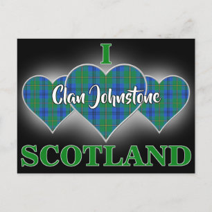 Clan Johnstone I Liebe Scotland Tartan Heart Postkarte