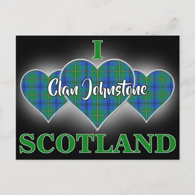 Clan Johnstone I Liebe Scotland Tartan Heart Postkarte (Vorderseite)