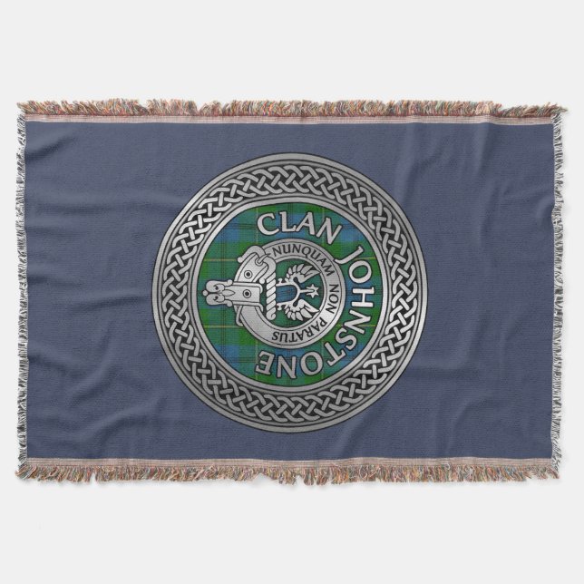 Clan Johnstone Wappen & Tartan Knot Decke (Vorderseite)