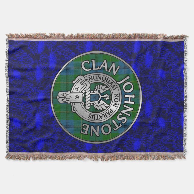 Clan Johnstone Wappen & Tartan Knot Decke (Vorderseite)
