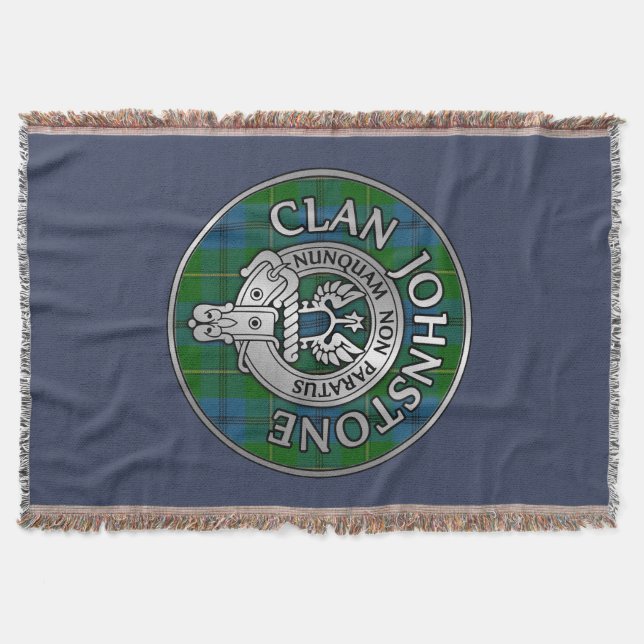 Clan Johnstone Wappen & Tartan Knot Decke (Vorderseite)