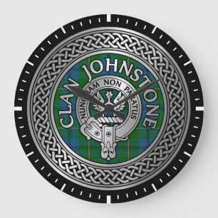Clan Johnstone Wappen & Tartan Knot Große Wanduhr