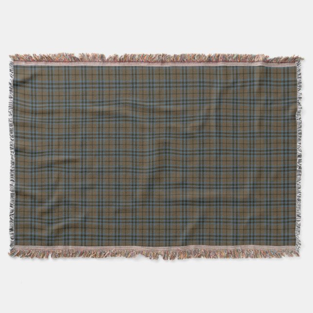 Clan Keith Brown und Steel Blue Weathered Tartan Decke (Vorderseite)