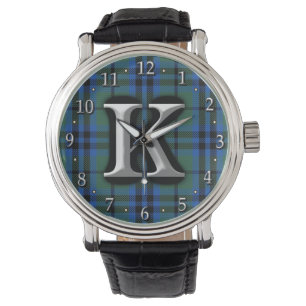 Clan Keith Letter K Monogram Tartan Armbanduhr