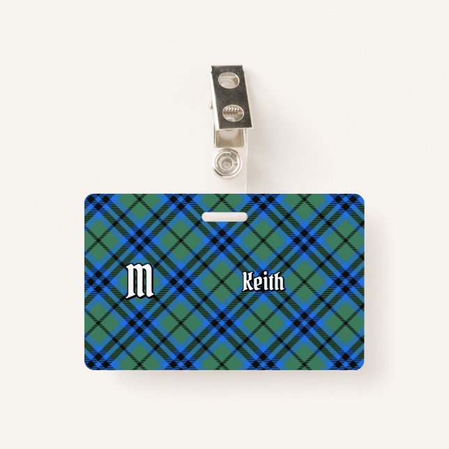 Clan Keith Tartan Abzeichen Ausweis (Vorderseite mit Klammer)