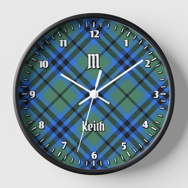 Clan Keith Tartan Large Clock Uhr (Vorderseite)