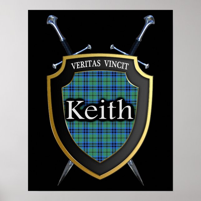 Clan Keith Tartan Scottish Shield & Schwerter Poster (Vorne)
