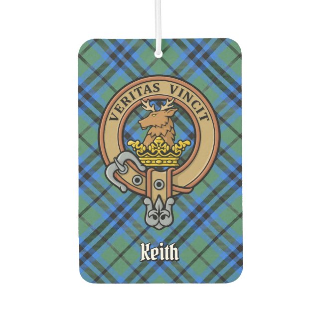 Clan Keith Wappen über Tartan Autolufterfrischer (Vorderseite)