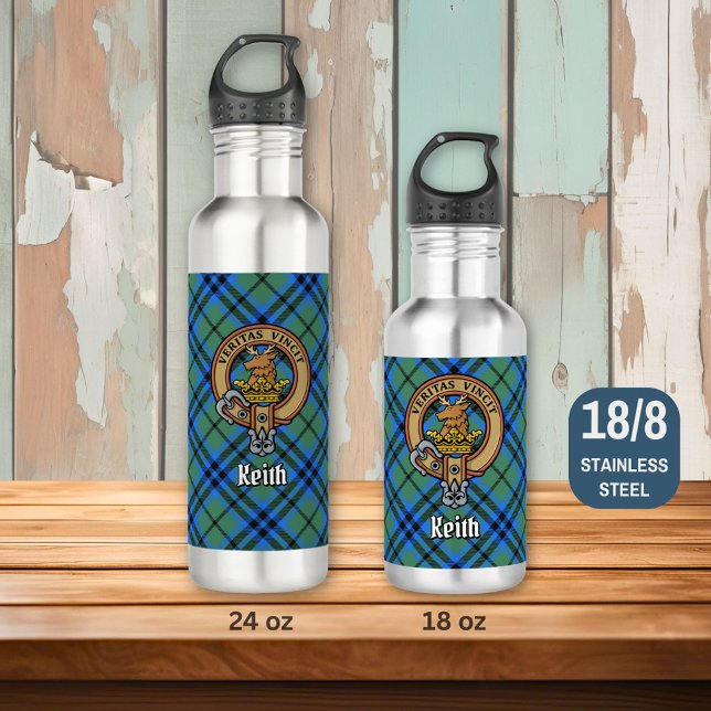 Clan Keith Wappen über Tartan Edelstahlflasche (Von Creator hochgeladen)