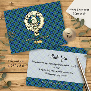 Clan Keith-Wappen über Tartan Folie Einladungspostkarte