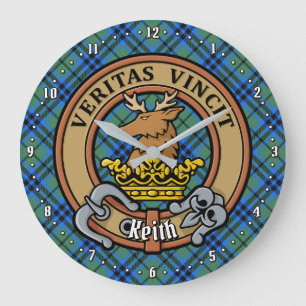 Clan Keith Wappen über Tartan Große Wanduhr