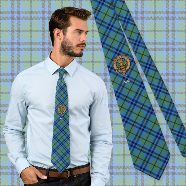 Clan Keith Wappen über Tartan Krawatte (Von Creator hochgeladen)