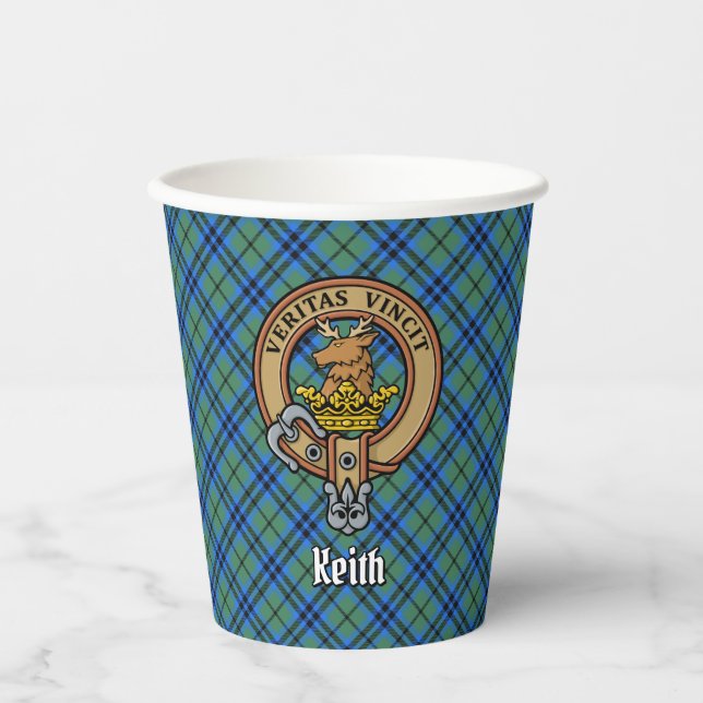 Clan Keith Wappen über Tartan Paper Cups Pappbecher (Vorderseite)