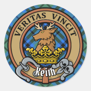 Clan Keith Wappen über Tartan Runder Aufkleber