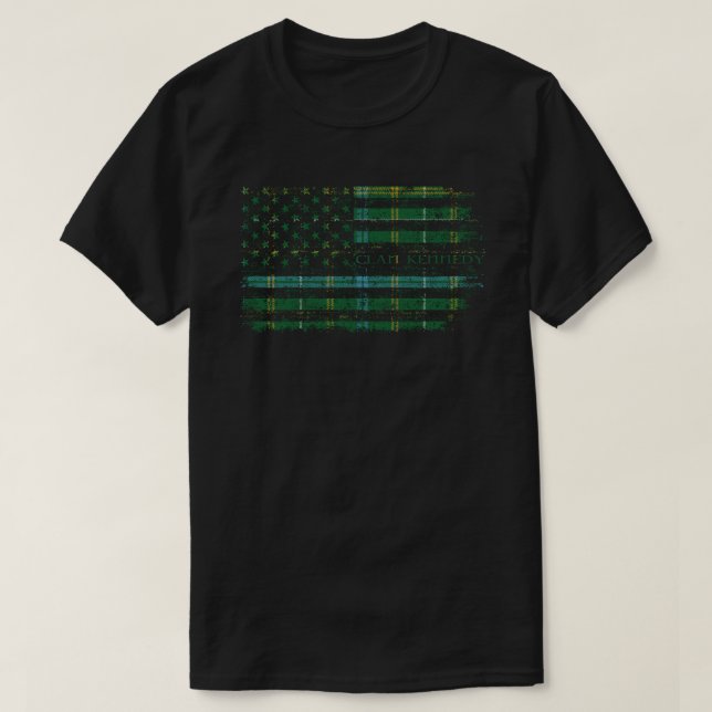 Clan Kennedy Irish tartan US-Flagge T-Shirt (Design vorne)