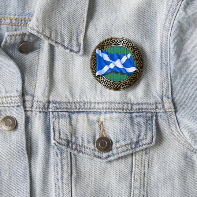 Clan Kennedy Tartan Knot & Flag Button (Beispiel)