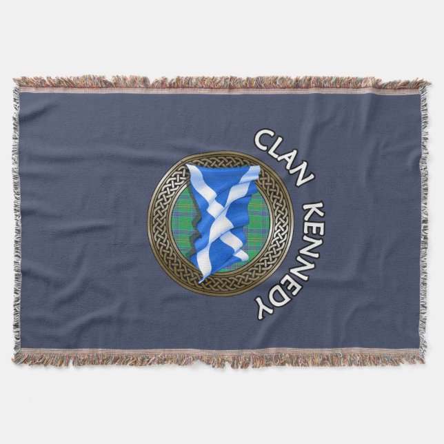 Clan Kennedy Tartan Knot & Flag Decke (Vorderseite)