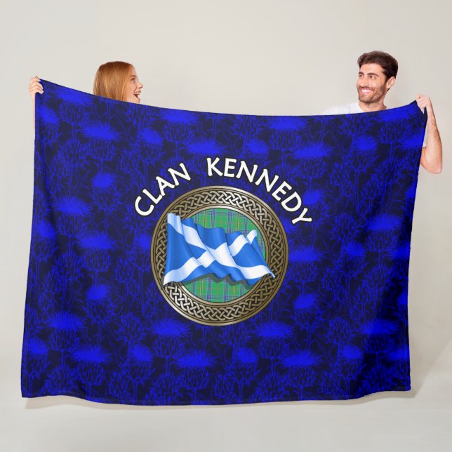 Clan Kennedy Tartan Knot & Flag Fleecedecke (Beispiel)