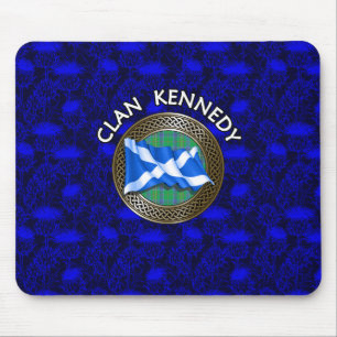 Clan Kennedy Tartan Knot & Flag Mousepad