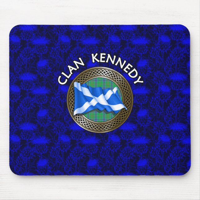 Clan Kennedy Tartan Knot & Flag Mousepad (Vorne)