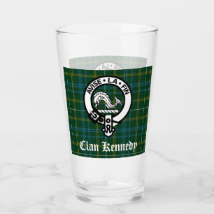 Clan Kennedy Wappen Abzeichen & Tartan Glas