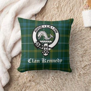 Clan Kennedy Wappen Abzeichen & Tartan Kissen