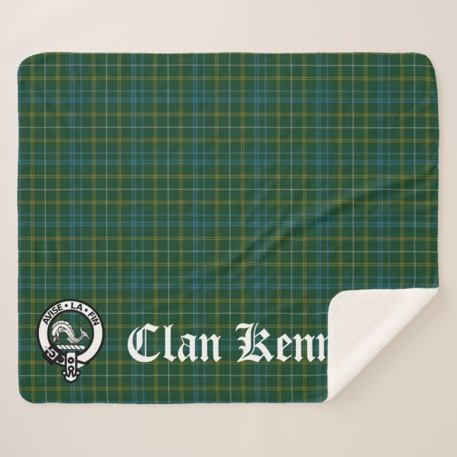 Clan Kennedy Wappen Abzeichen & Tartan Sherpadecke (Vorderseite (Horizontal))