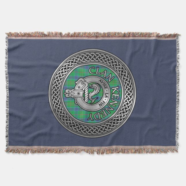 Clan Kennedy Wappen & Tartan Knot Decke (Vorderseite)