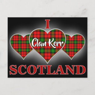 Clan Kerr I Liebe Schottland Tartan Herz Postkarte